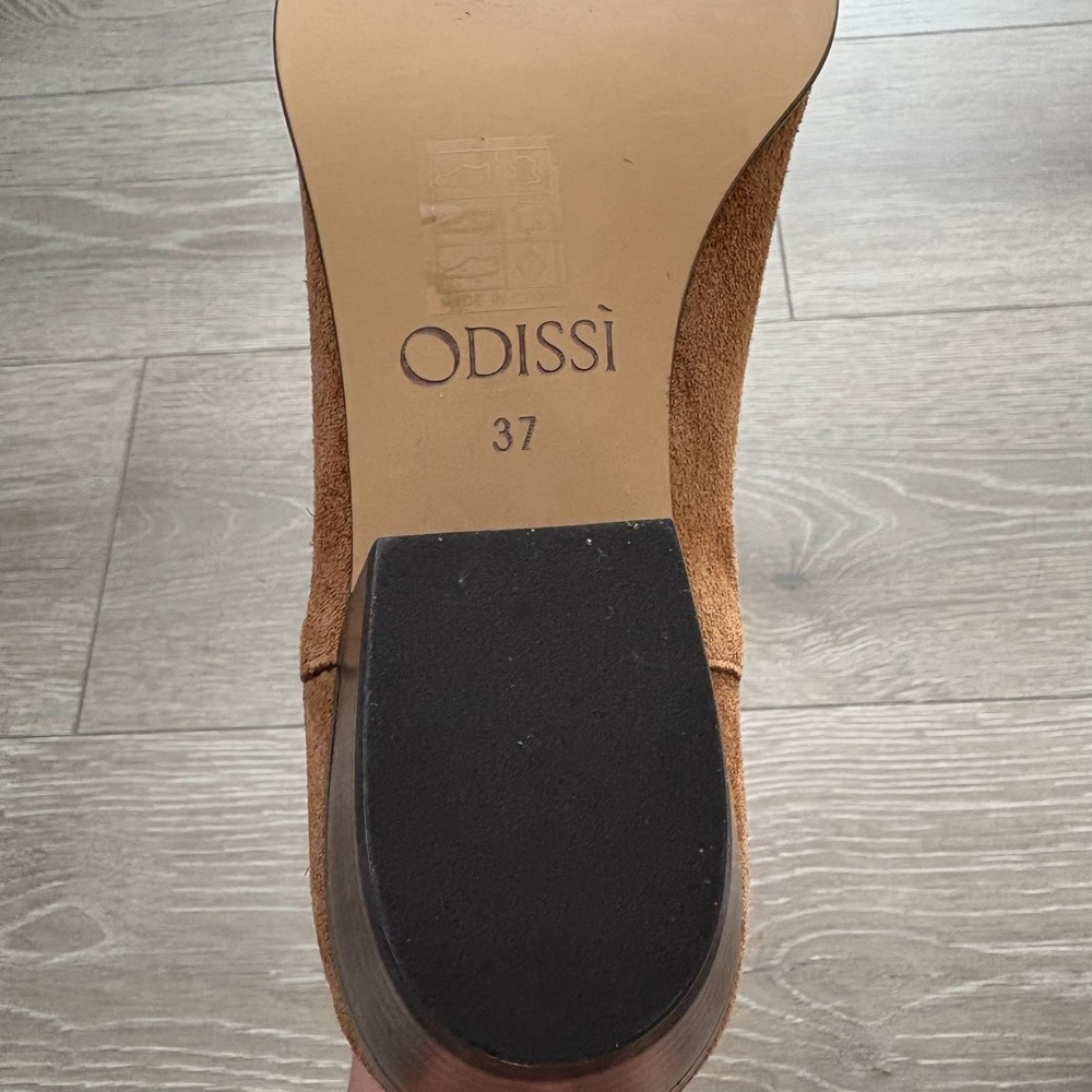 Odissi Womens Brown Ella Tan Suede Almond Toe Cuban Heel Ankle Boots‎ Size 37 EU - Picture 13 of 15